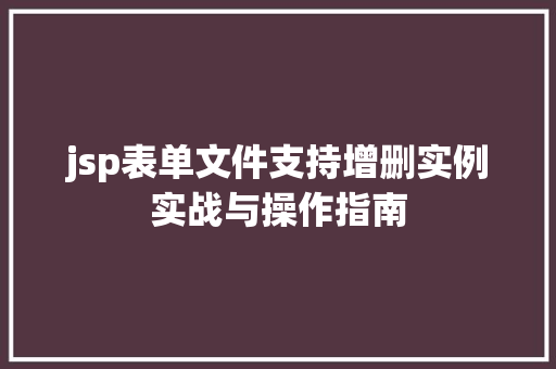 jsp表单文件支持增删实例实战与操作指南  第1张