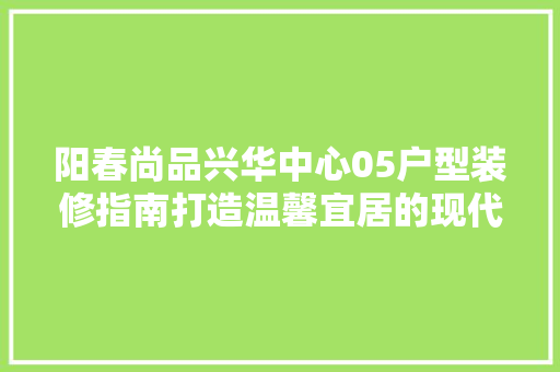 阳春尚品兴华中心05户型装修指南打造温馨宜居的现代家居空间