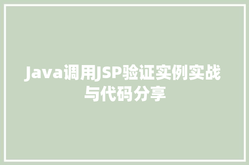 Java调用JSP验证实例实战与代码分享
