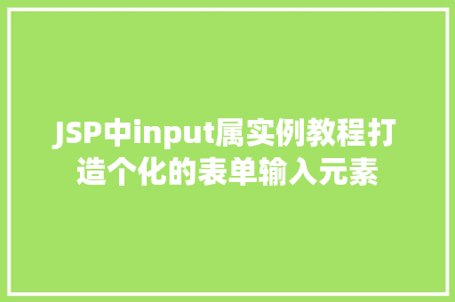 JSP中input属实例教程打造个化的表单输入元素