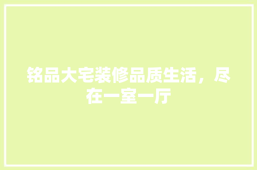 铭品大宅装修品质生活，尽在一室一厅