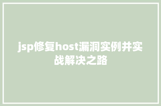 jsp修复host漏洞实例并实战解决之路  第1张