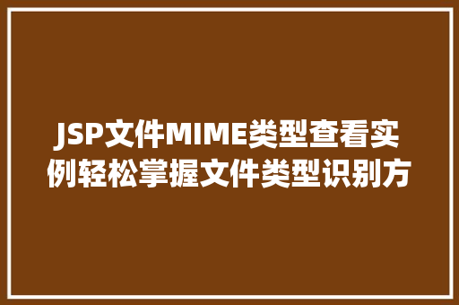 JSP文件MIME类型查看实例轻松掌握文件类型识别方法
