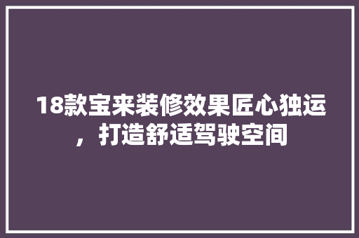 18款宝来装修效果匠心独运，打造舒适驾驶空间