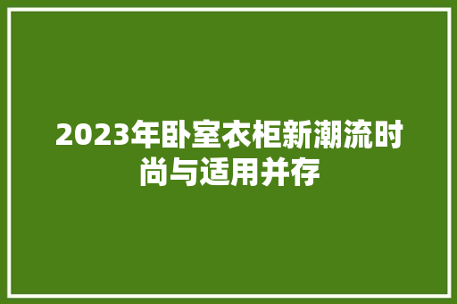 2023年卧室衣柜新潮流时尚与适用并存
