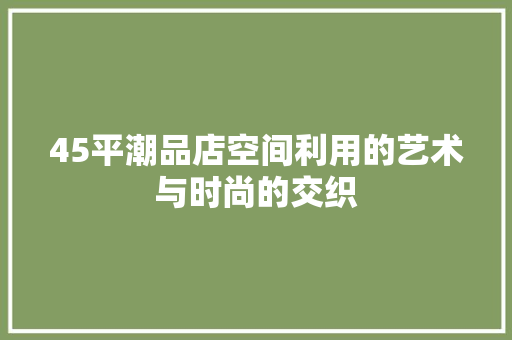45平潮品店空间利用的艺术与时尚的交织