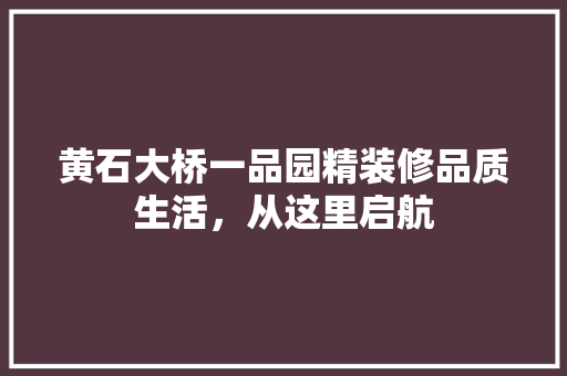 黄石大桥一品园精装修品质生活，从这里启航
