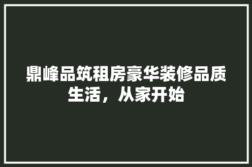 鼎峰品筑租房豪华装修品质生活，从家开始