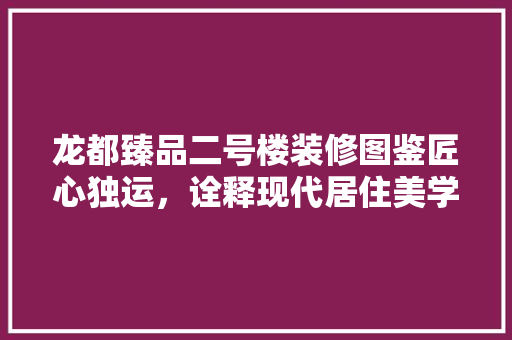 龙都臻品二号楼装修图鉴匠心独运，诠释现代居住美学