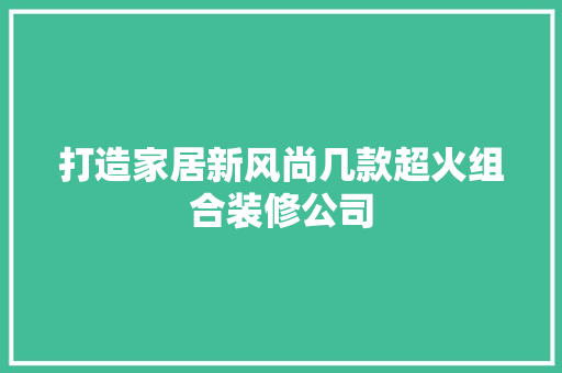 打造家居新风尚几款超火组合装修公司