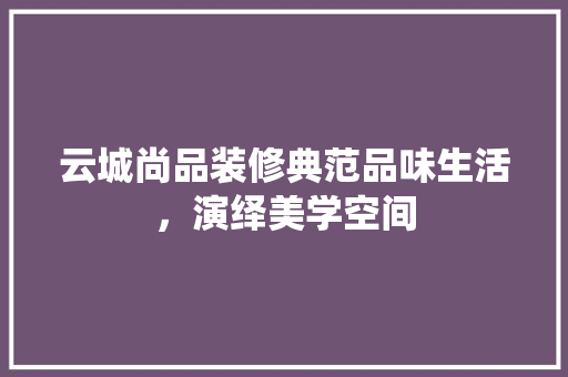 云城尚品装修典范品味生活，演绎美学空间
