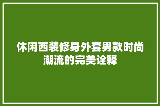 休闲西装修身外套男款时尚潮流的完美诠释