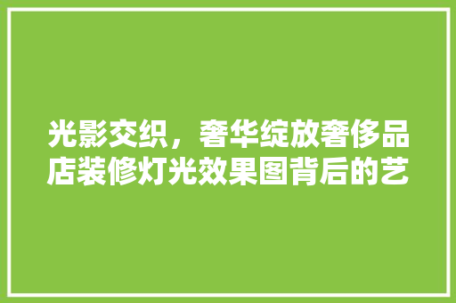 光影交织，奢华绽放奢侈品店装修灯光效果图背后的艺术魅力