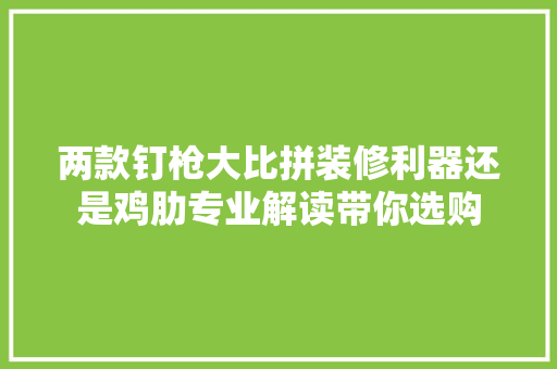 两款钉枪大比拼装修利器还是鸡肋专业解读带你选购  第1张