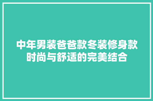 中年男装爸爸款冬装修身款时尚与舒适的完美结合