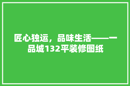 匠心独运，品味生活——一品城132平装修图纸