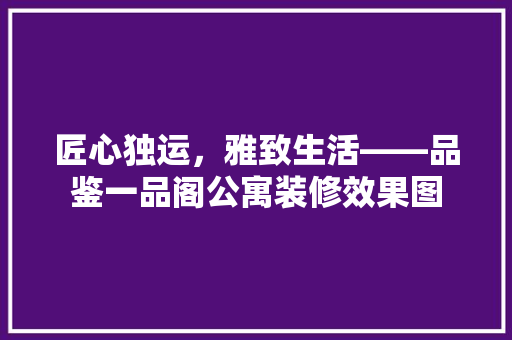 匠心独运，雅致生活——品鉴一品阁公寓装修效果图  第1张