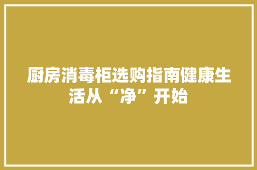 厨房消毒柜选购指南健康生活从“净”开始  第1张