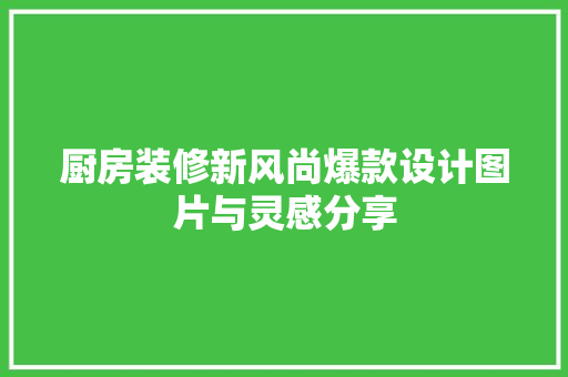 厨房装修新风尚爆款设计图片与灵感分享