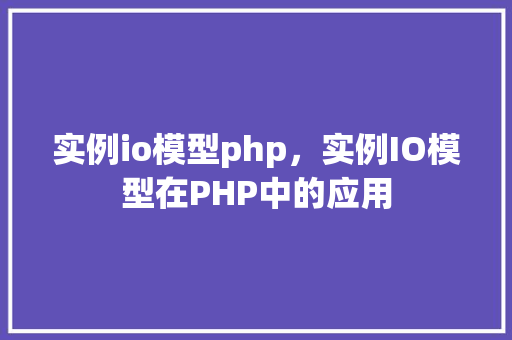 实例io模型php，实例IO模型在PHP中的应用