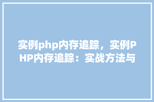 实例php内存追踪，实例PHP内存追踪：实战方法与代码介绍