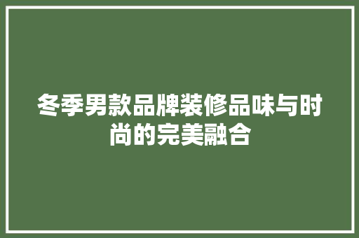 冬季男款品牌装修品味与时尚的完美融合