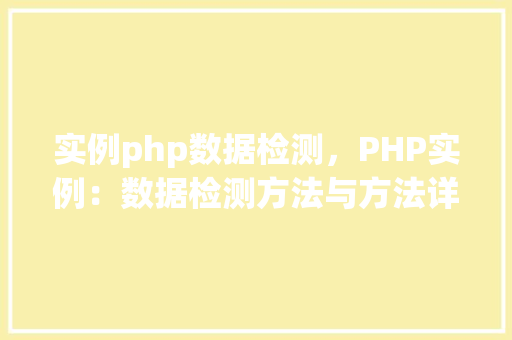 实例php数据检测，PHP实例：数据检测方法与方法详解