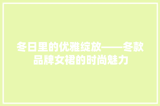 冬日里的优雅绽放——冬款品牌女裙的时尚魅力