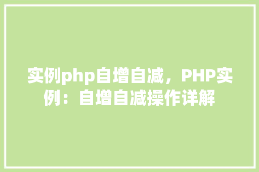 实例php自增自减，PHP实例：自增自减操作详解