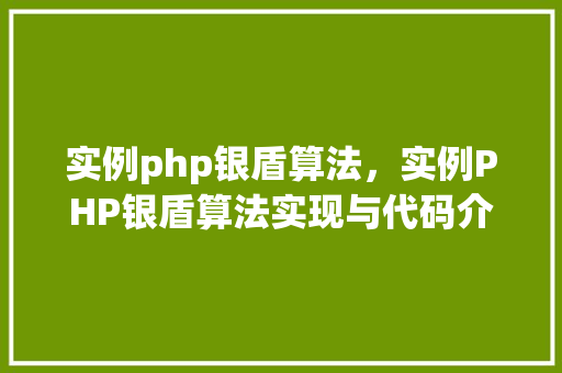 实例php银盾算法，实例PHP银盾算法实现与代码介绍