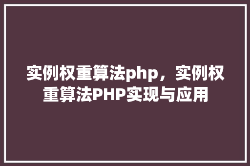 实例权重算法php，实例权重算法PHP实现与应用