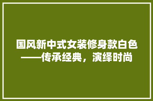 国风新中式女装修身款白色——传承经典，演绎时尚