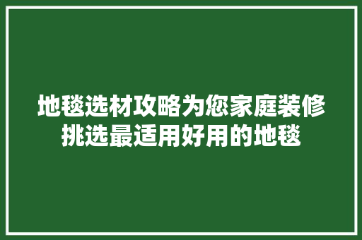 地毯选材攻略为您家庭装修挑选最适用好用的地毯  第1张