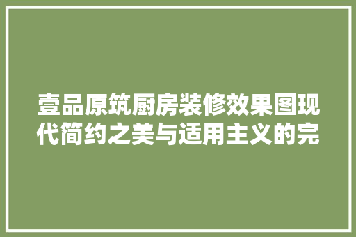 壹品原筑厨房装修效果图现代简约之美与适用主义的完美融合