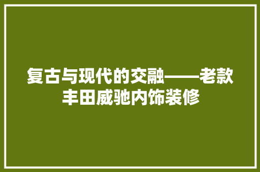 复古与现代的交融——老款丰田威驰内饰装修