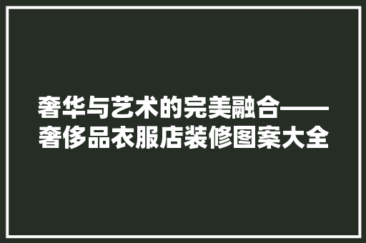 奢华与艺术的完美融合——奢侈品衣服店装修图案大全