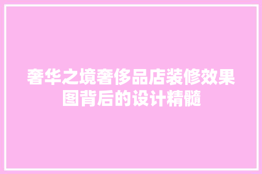 奢华之境奢侈品店装修效果图背后的设计精髓