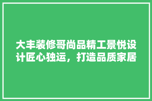 大丰装修哥尚品精工景悦设计匠心独运，打造品质家居新典范