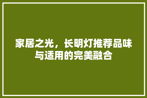 家居之光，长明灯推荐品味与适用的完美融合