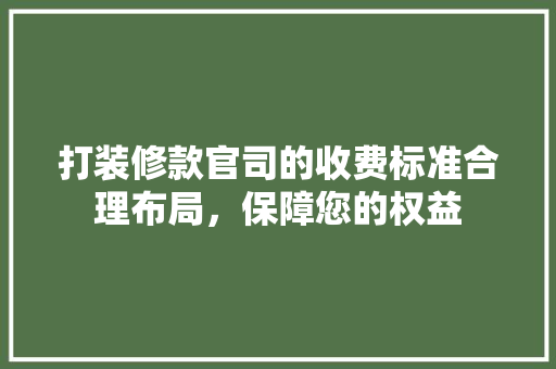 打装修款官司的收费标准合理布局，保障您的权益