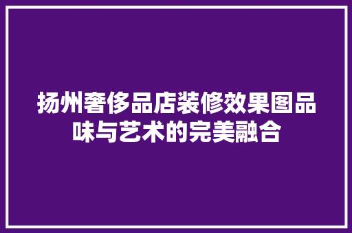 扬州奢侈品店装修效果图品味与艺术的完美融合