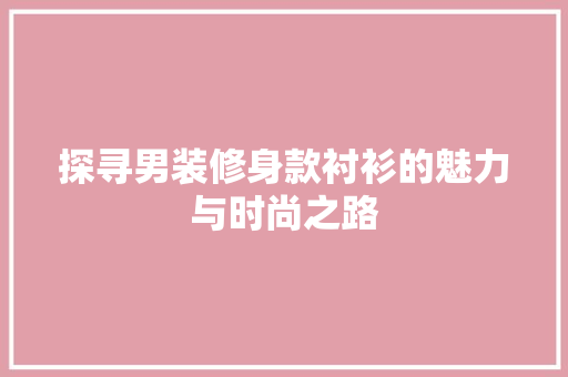 探寻男装修身款衬衫的魅力与时尚之路