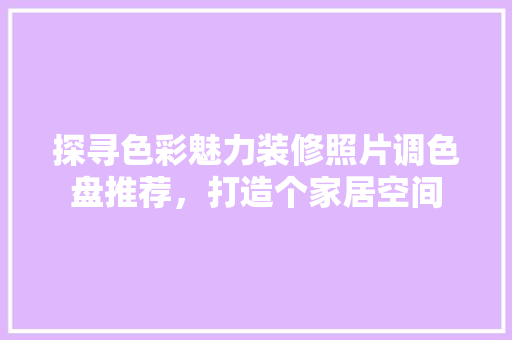探寻色彩魅力装修照片调色盘推荐，打造个家居空间