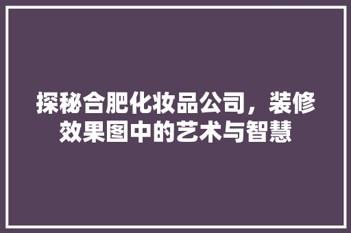 探秘合肥化妆品公司，装修效果图中的艺术与智慧