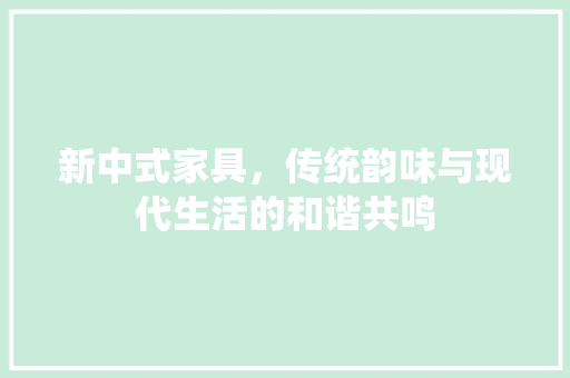新中式家具，传统韵味与现代生活的和谐共鸣