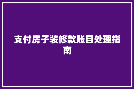 支付房子装修款账目处理指南
