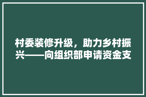 村委装修升级，助力乡村振兴——向组织部申请资金支持的重要意义与实施步骤
