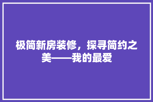 极简新房装修，探寻简约之美——我的最爱