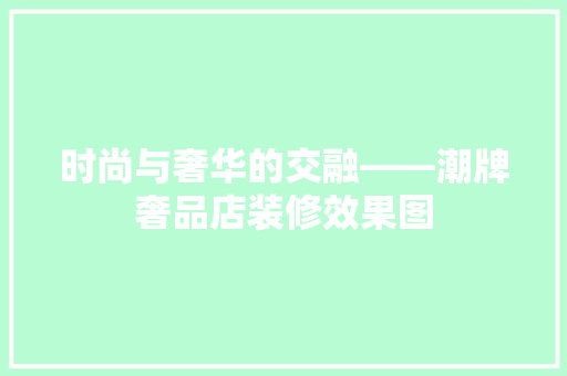 时尚与奢华的交融——潮牌奢品店装修效果图