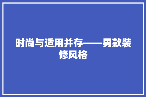 时尚与适用并存——男款装修风格